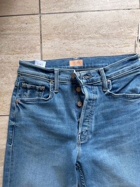 MOTHER Light Blue High-Rise Button-Fly Jeans